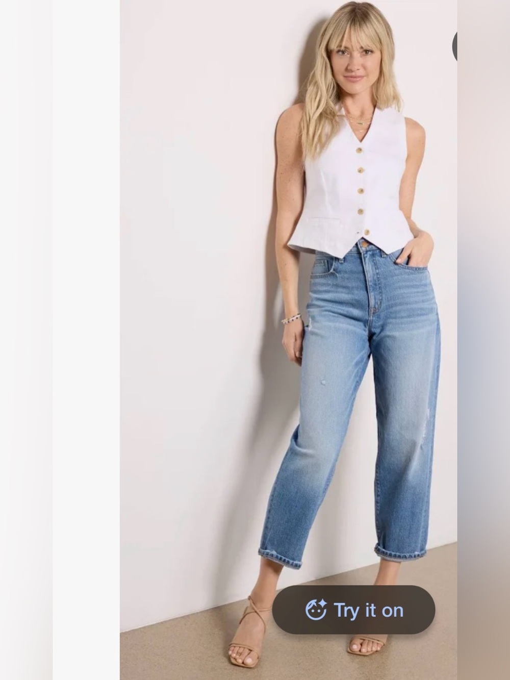 Evereve White denim vest top